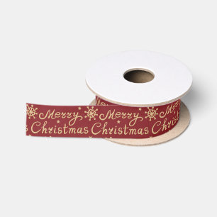 Imitate Gold Red Frohe Weihnachtsschreiben Satinband