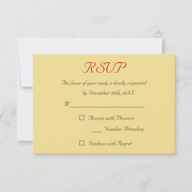 Imitate Gold Red Green Holiday Weihnachtsfeier RSV RSVP Karte (Vorderseite)