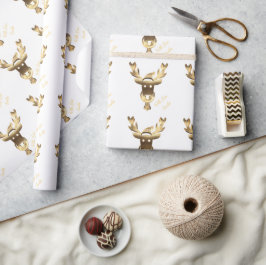 Imitate Gold Reindeer Muster Moderne Weihnachten Geschenkpapier