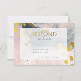 Imitate Gold Rosa Rosa Grau Chic Abstrakte Wasserf RSVP Karte