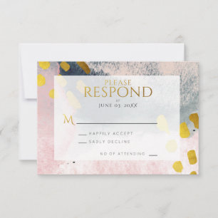 Imitate Gold Rosa Rosa Grau Chic Abstrakte Wasserf RSVP Karte