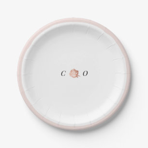 Imitate Gold Rose Monogramm Minimalistische Hochze Pappteller