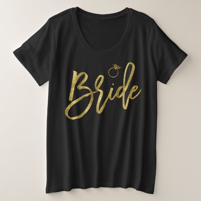 Imitate Gold Schwarz mit Ring Große Größe T-Shirt (Design vorne)