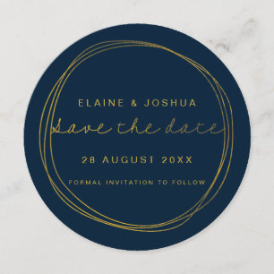 Imitate Gold Scribble Circle Save the Date