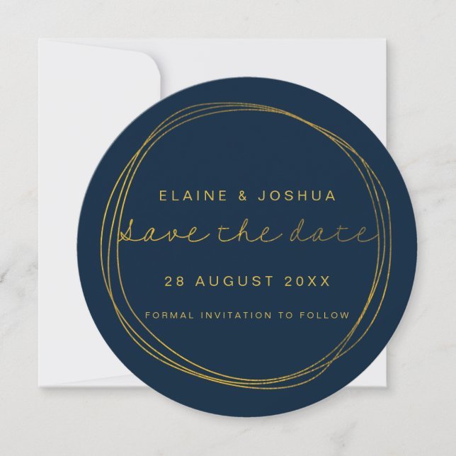 Imitate Gold Scribble Circle Save the Date (Vorderseite)