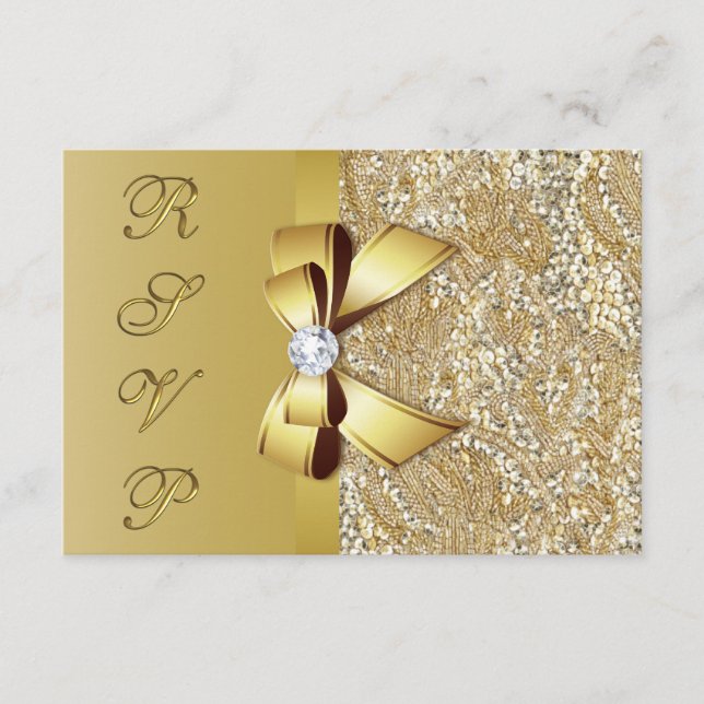 Imitate Gold Sequins Bow UAWG RSVP Karte (Vorderseite)