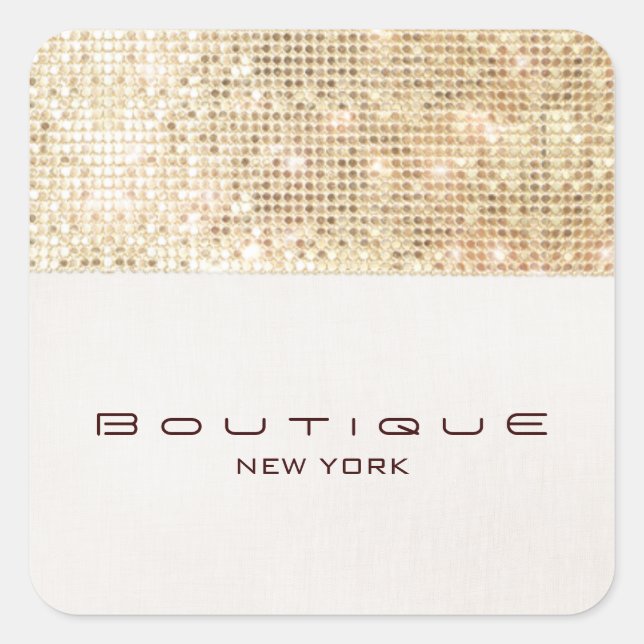 IMITATE Gold Sequins Linen Look Trendy und Chic Quadratischer Aufkleber (Vorderseite)