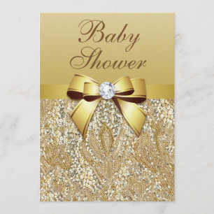 Imitate Gold Sequins und Bow Baby Dusche Einladung