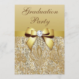 Imitate Gold Sequins und Bow Girls Graduation Part Einladung