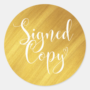 Imitate Gold   Signierte Kopie für Herz-Handschrif Runder Aufkleber