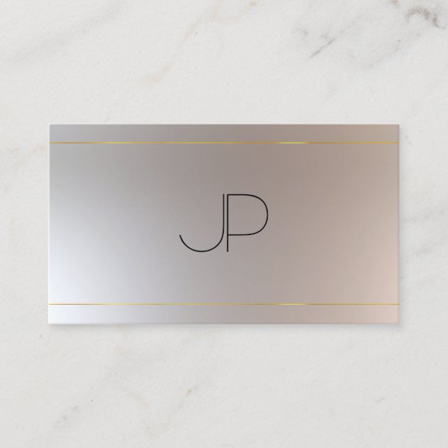 Imitate Gold Silber Modernes Monogramm Beruflich Visitenkarte (Vorderseite)