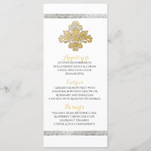 Imitate Gold/Silver Damask Hochzeitsessen Schwarze Menükarte