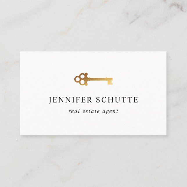 Imitate Gold Skelett Key Modernes High-End-Anwesen Visitenkarte (Vorderseite)