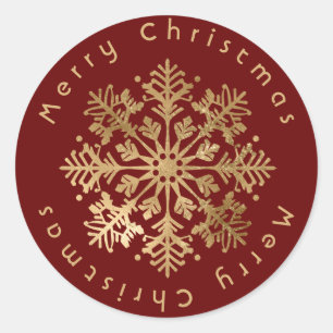 Imitate Gold Snowflake Elegante Weihnachtszeit Runder Aufkleber