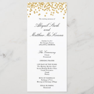 Imitate Gold Sparkle Confetti Wedding Programm