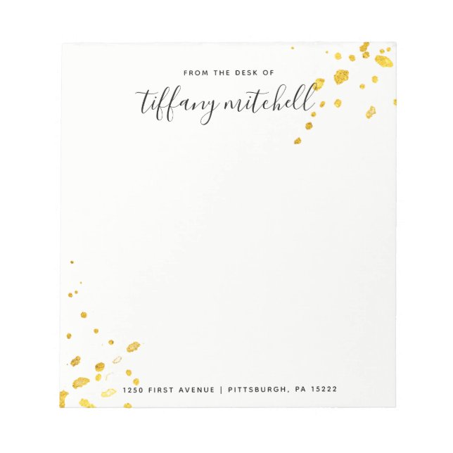 Imitate Gold Splashes mit eleganter Typografie Notizblock (Vorderseite)