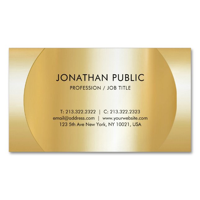 Imitate Gold Stilvolle Berufliche moderne Vorlage Magnetische Visitenkarte (Vorderseite)