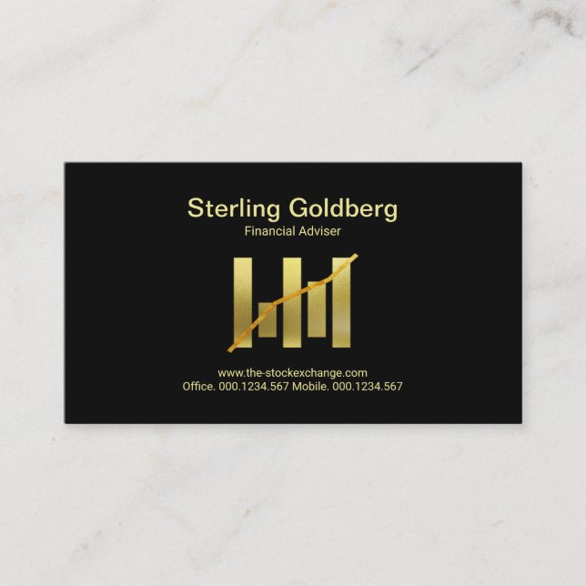 Imitate Gold Stock Exchange Graph Financial Visitenkarte (Vorderseite)