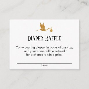Imitate Gold Stork Baby Duschkabine Windeln Raffle Begleitkarte