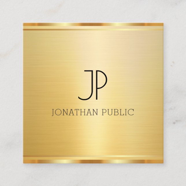Imitate Gold Template Elegant Moderne Berufliche Quadratische Visitenkarte (Vorderseite)