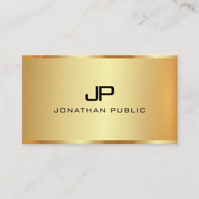 Imitate Gold Template Monogram Erstmalige Premium  Visitenkarte (Vorderseite)