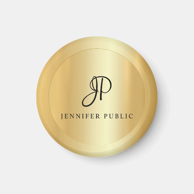 Imitate Gold Template Monogram Moderne Typografie Magnet (Vorne)