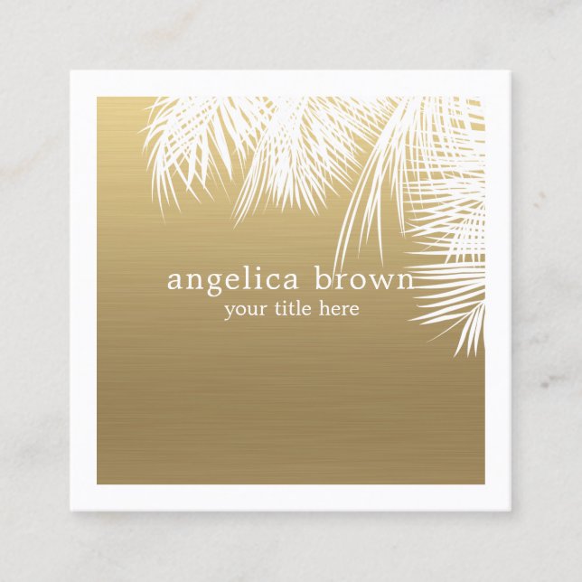 Imitate Gold Tropical Square Business Card Quadratische Visitenkarte (Vorderseite)