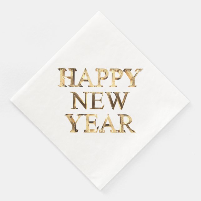 Imitate Gold Typografie glücklich Neujahr Napkins Serviette (Ecke)