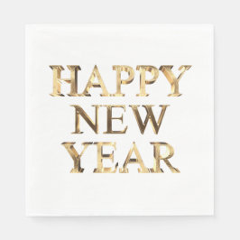 Imitate Gold Typografie glücklich Neujahr Napkins Serviette