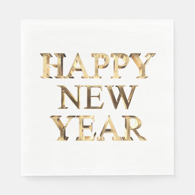 Imitate Gold Typografie glücklich Neujahr Napkins Serviette (Vorderseite)