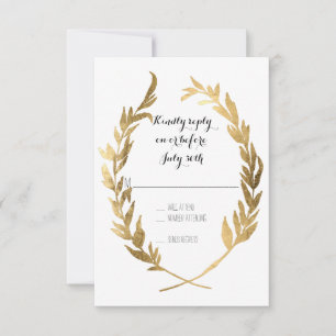 Imitate Gold UAWG Laurel Wreath Olive Leaf Zweigst RSVP Karte