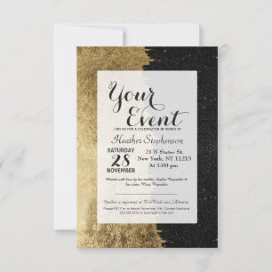 Imitate Gold und Black Starry Night Brushstriche Einladung