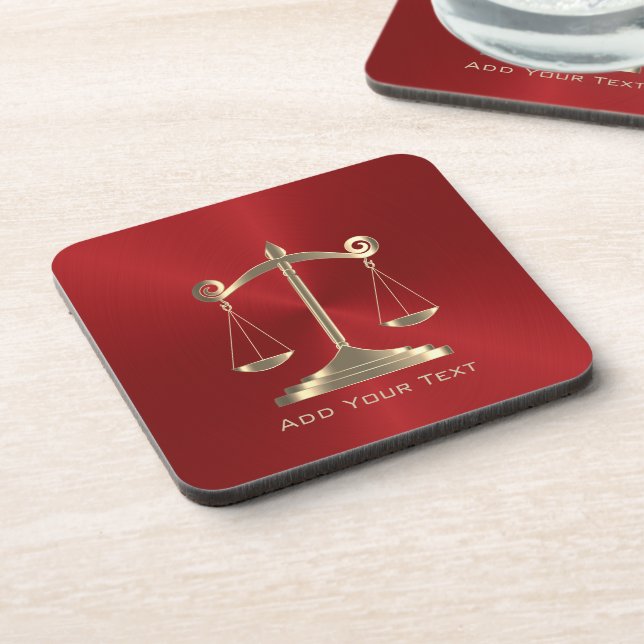 Imitate Gold und Red Metallic - Anwalt Getränkeuntersetzer (Linke Seite)