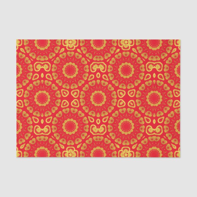 Imitate Gold und Rot Stilvolles Chic Dekoratives M Seidenpapier (Vorderseite)