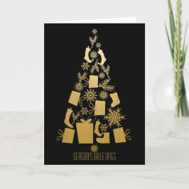 Imitate Gold und Schwarz Moderner Weihnachtsbaum Feiertagskarte