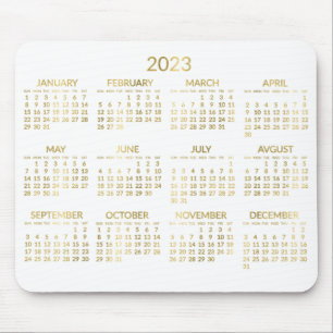 Imitate Gold und Weißer Jahreskalender 2023 Mousepad