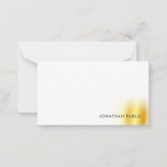 Imitate Gold Weißhandgeschriebenes Monogramm-Elega Mitteilungskarte (Vorderseite)