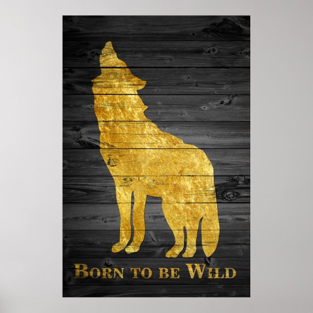 Imitate Gold Wolf Pop Kunst Geboren, Wildgrau zu s Poster (Vorne)