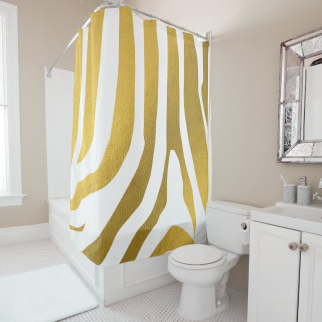 Imitate Gold Zebra Print Stripes Muster Duschvorhang (Beispiel)