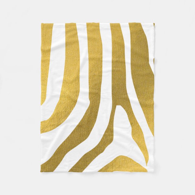 Imitate Gold Zebra Print Stripes Muster Fleecedecke (Vorderseite)