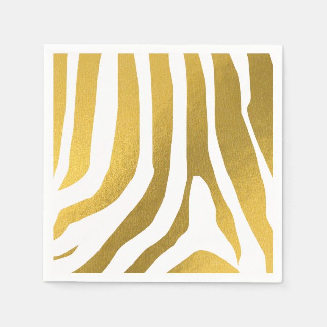 Imitate Gold Zebra Print Stripes Muster Serviette (Vorderseite)