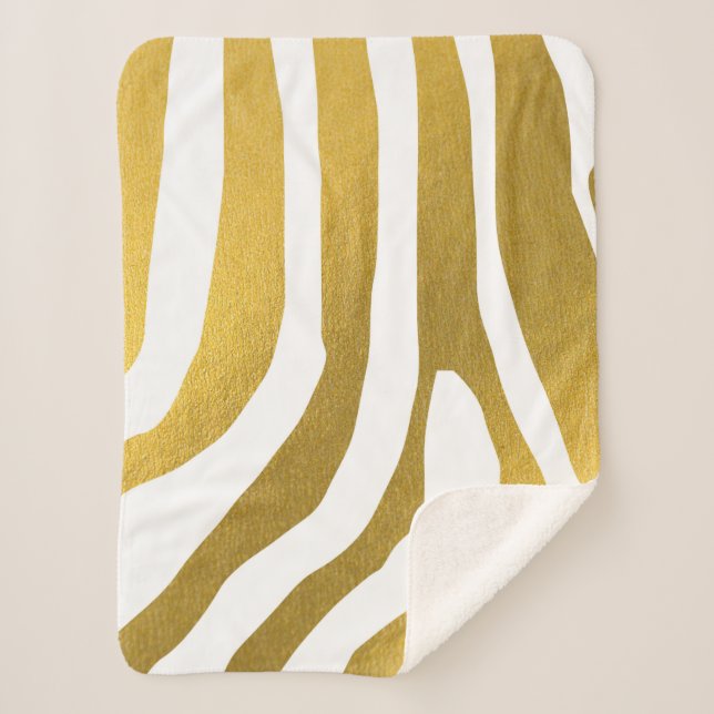 Imitate Gold Zebra Print Stripes Muster Sherpadecke (Vorderseite)