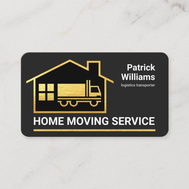 Imitate Gold Zuhause Moving Truck Visitenkarte (Vorderseite)