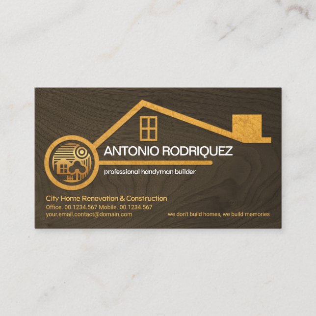 Imitate Gold Zuhause Timber Holz Texture Handyman Visitenkarte (Vorderseite)