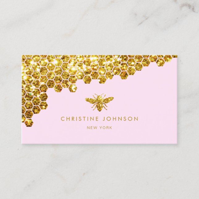 Imitate Goldbarren Glitzer auf rosa Untergrund Visitenkarte (Vorderseite)