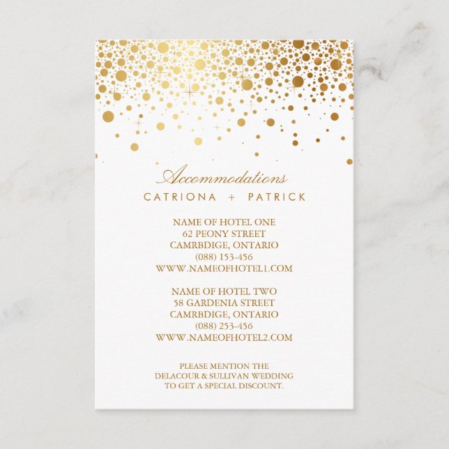 Imitate Golden Foil Confetti Elegante Unterkunft A Begleitkarte (Vorderseite)