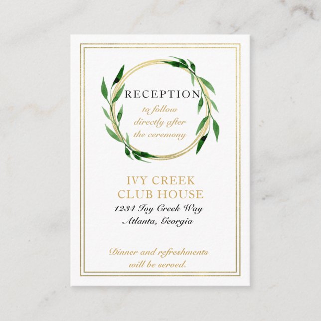 Imitate Golden Wreath Wedding Card Begleitkarte (Vorderseite)