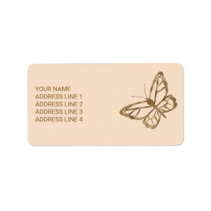 Imitate Golden Yellow Foil Look like Butterfly & T Adressaufkleber