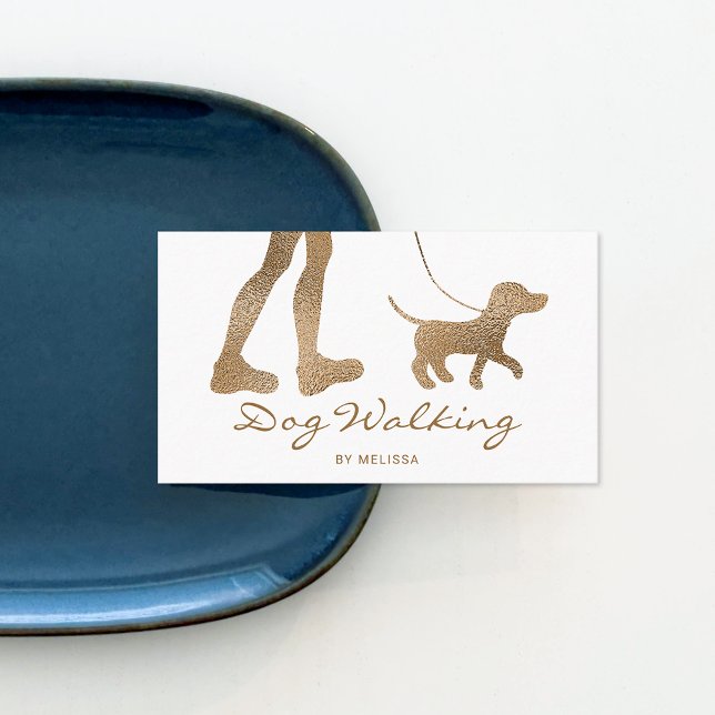 Imitate Golden Yellow Foil Look like Hund Walker Visitenkarte (Von Creator hochgeladen)