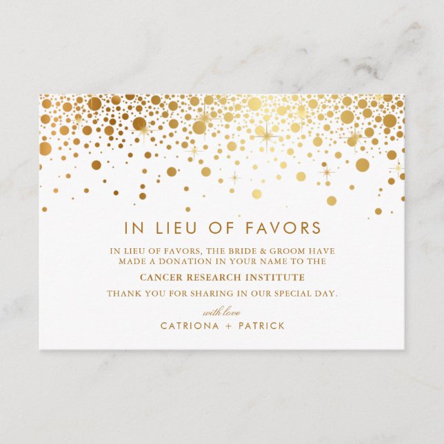 Imitate Goldene Foil Confetti als Nachfolger der F Begleitkarte (Vorderseite)